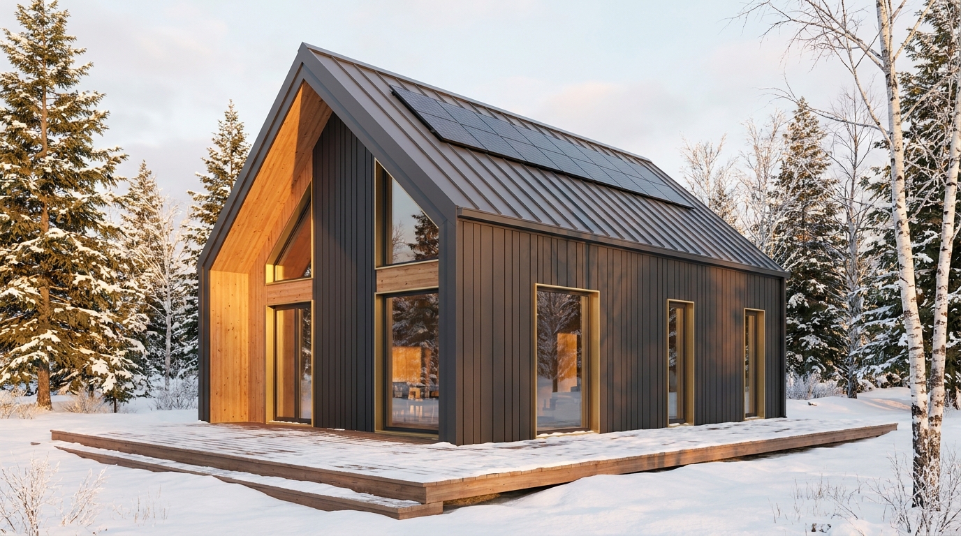 雪の館 外観 — AI render based on BIM specs