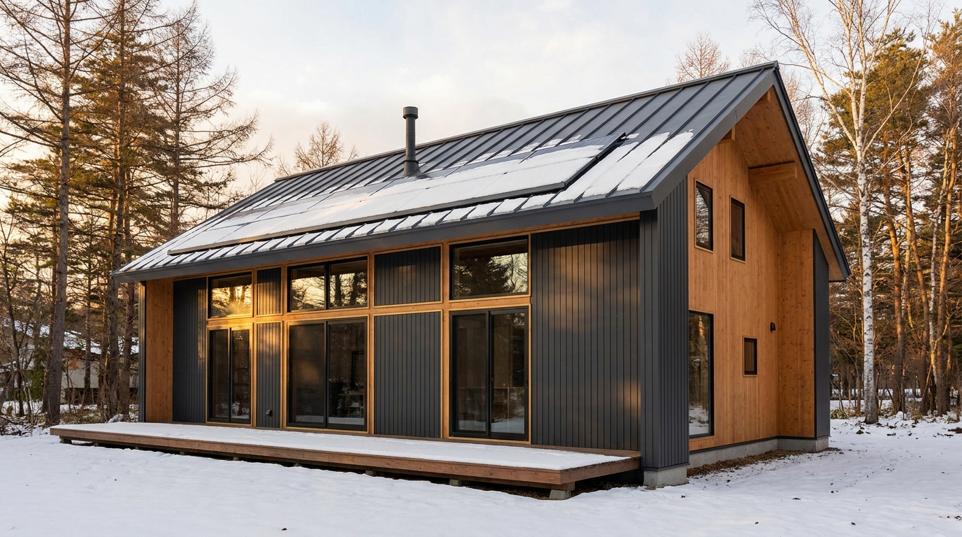 雪の館 外観 — AI render based on BIM specs