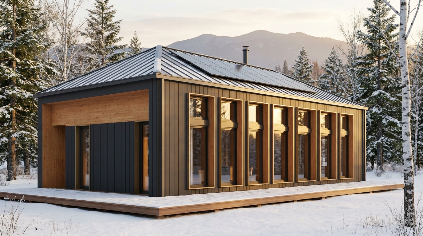 湖の庵 外観 — AI render based on BIM specs
