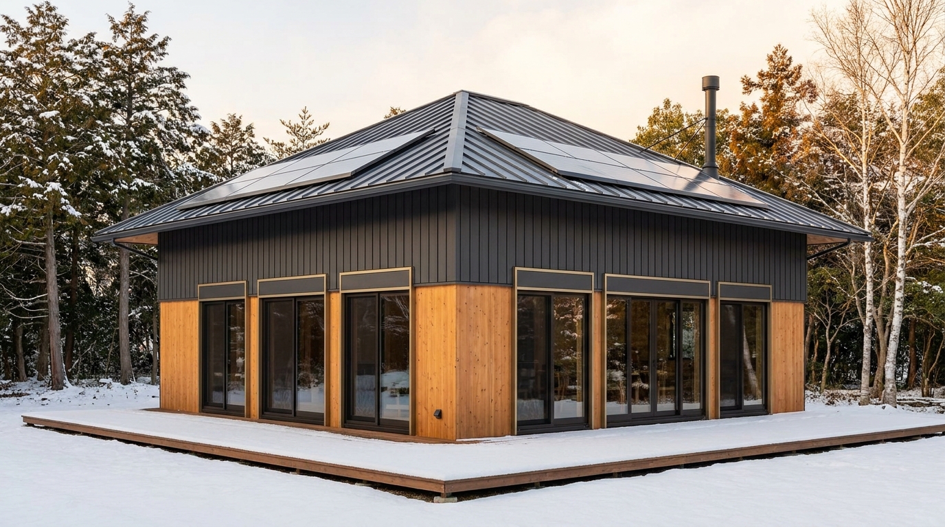 湖の家 外観 — AI render based on BIM specs