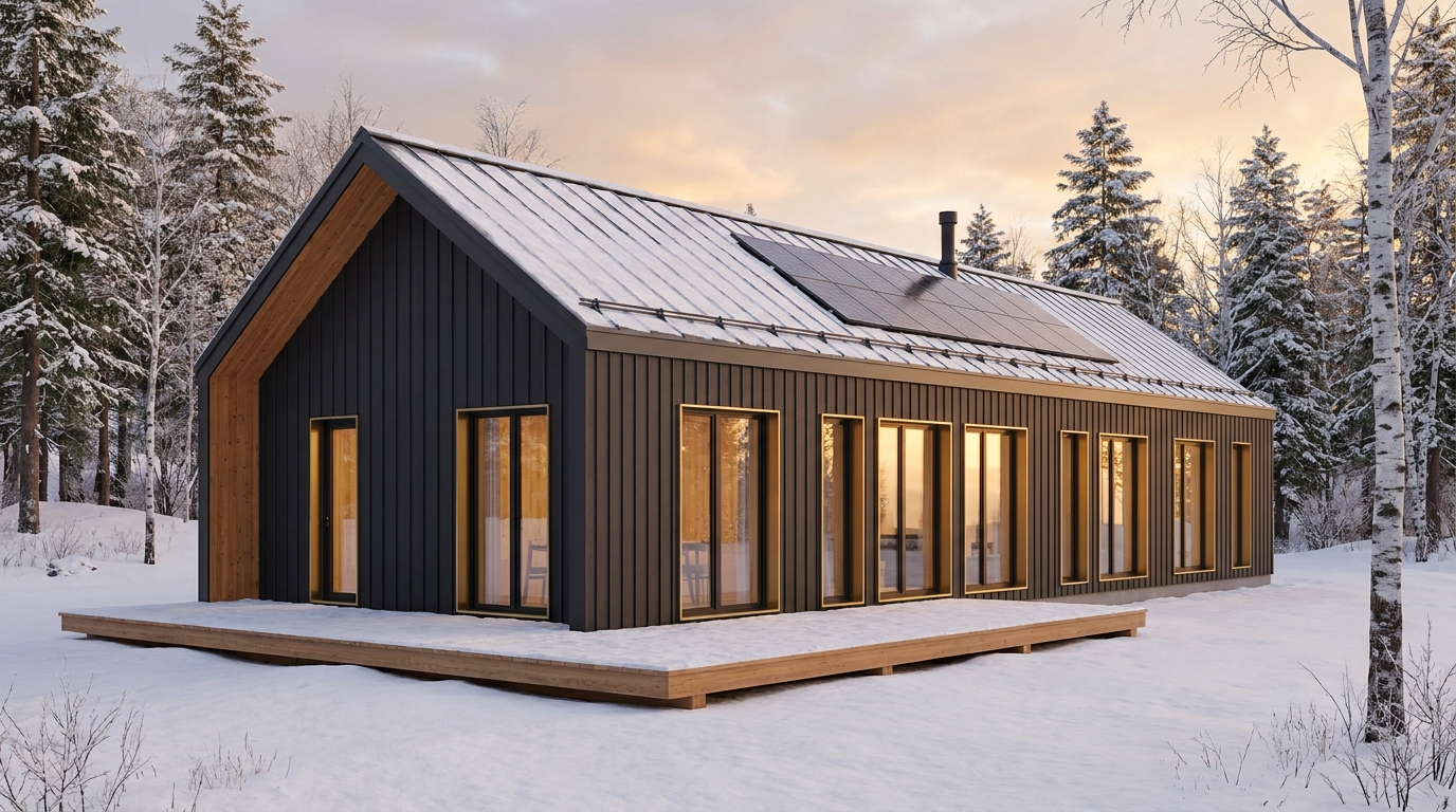 雪の里 外観 — AI render based on BIM specs