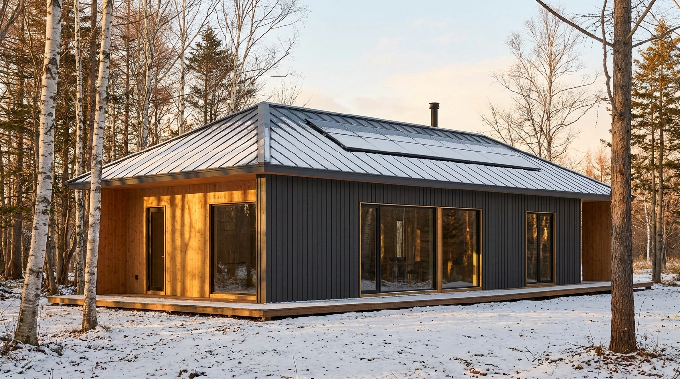 北の里 外観 — AI render based on BIM specs