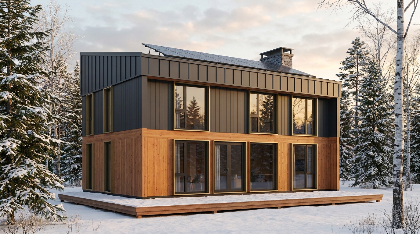 西の庵 外観 — AI render based on BIM specs