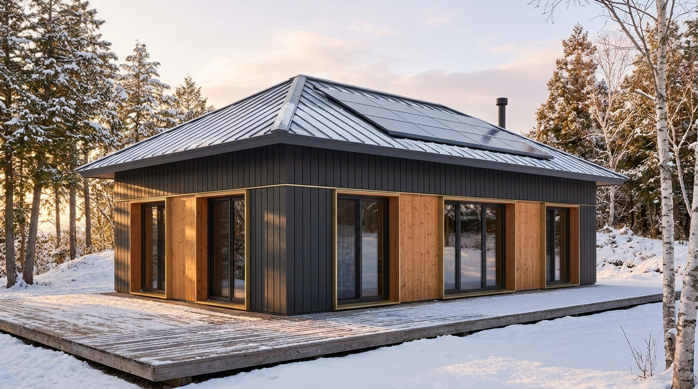 雪の杜 外観 — AI render based on BIM specs