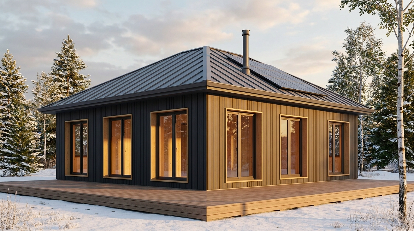 雪の杜 外観 — AI render based on BIM specs