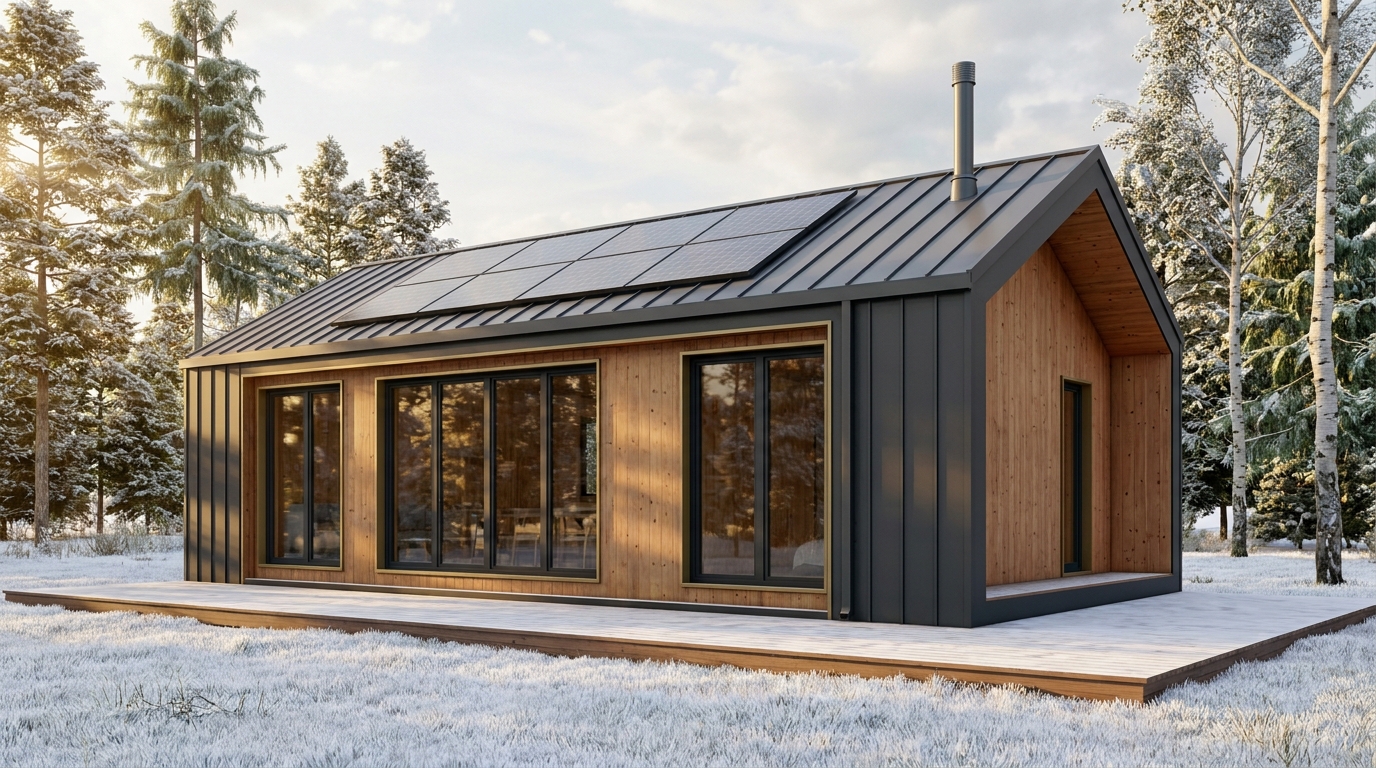 雪の里 外観 — AI render based on BIM specs