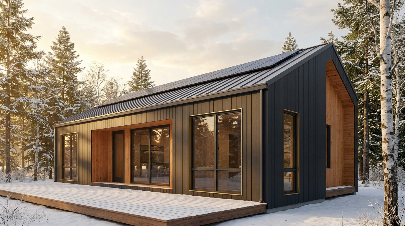 西の蔵 外観 — AI render based on BIM specs