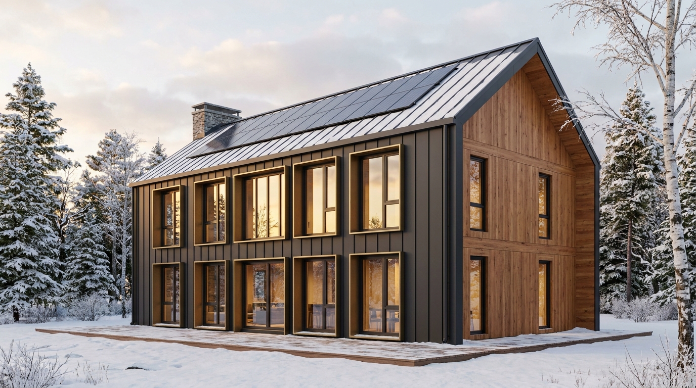 風の巣 外観 — AI render based on BIM specs