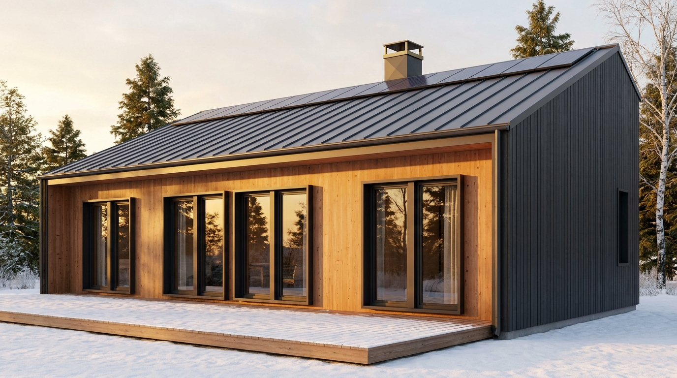 東の巣 外観 — AI render based on BIM specs