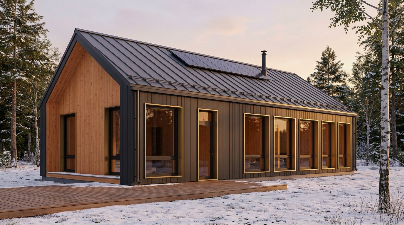 北の里 外観 — AI render based on BIM specs