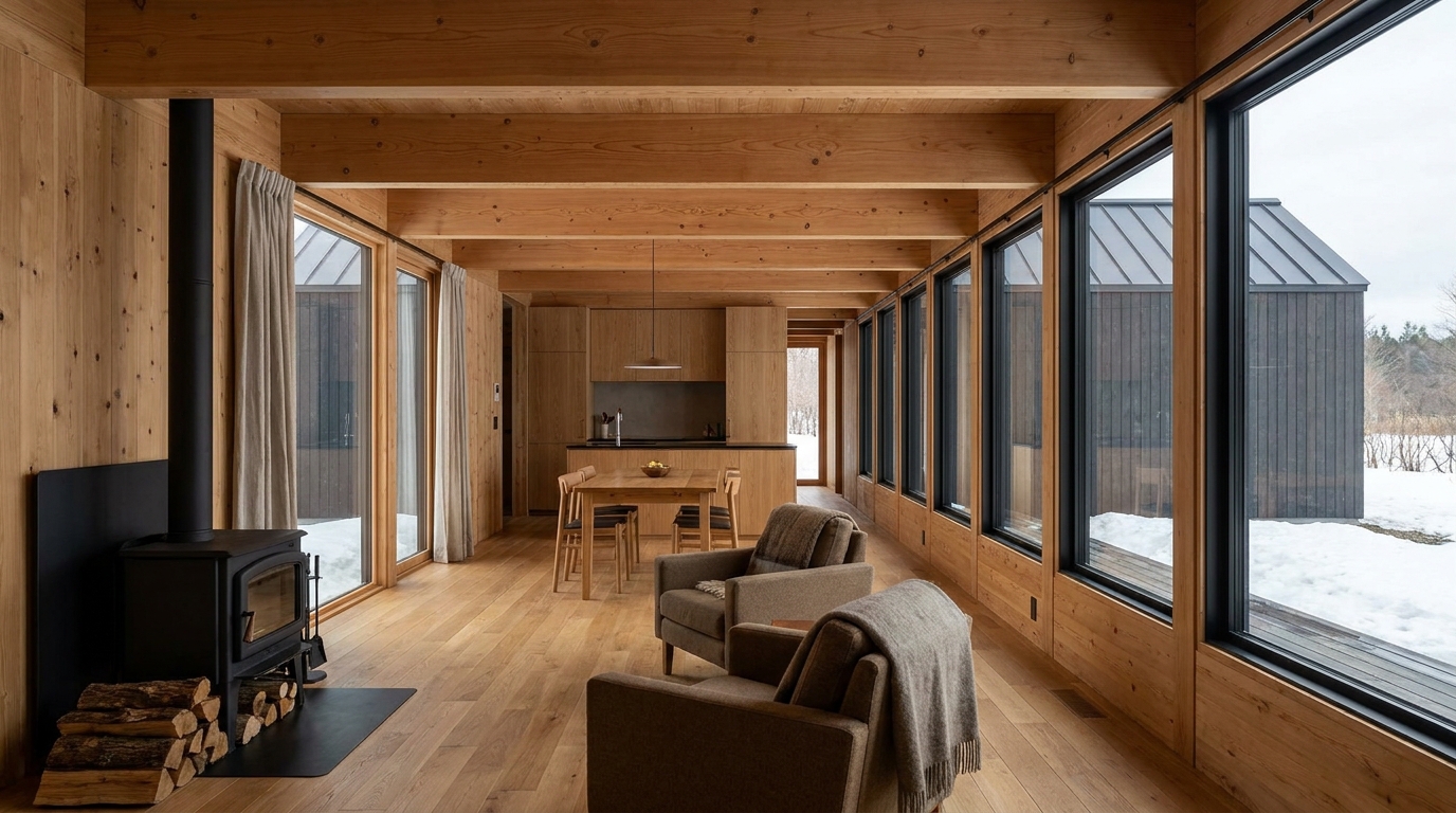 雨の小屋 内観