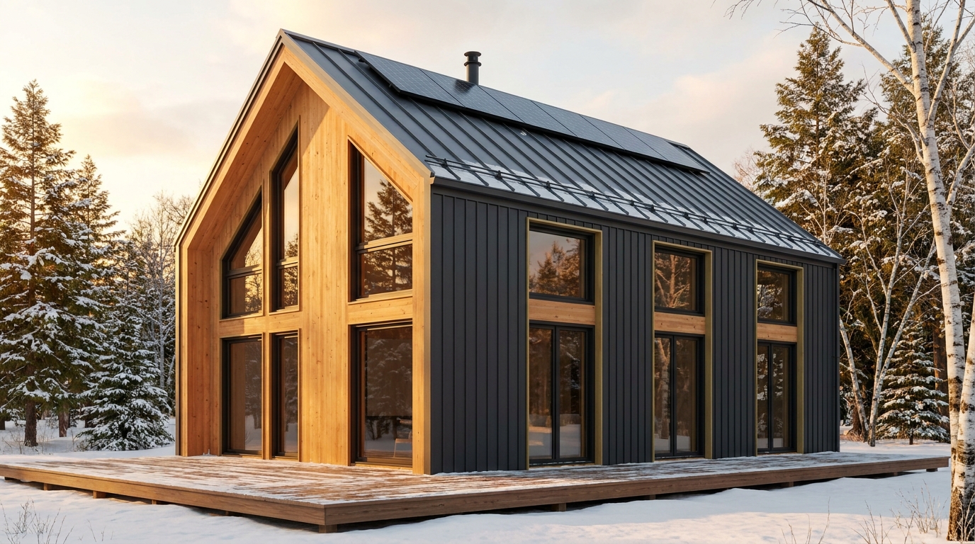 雪の巣 外観 — AI render based on BIM specs