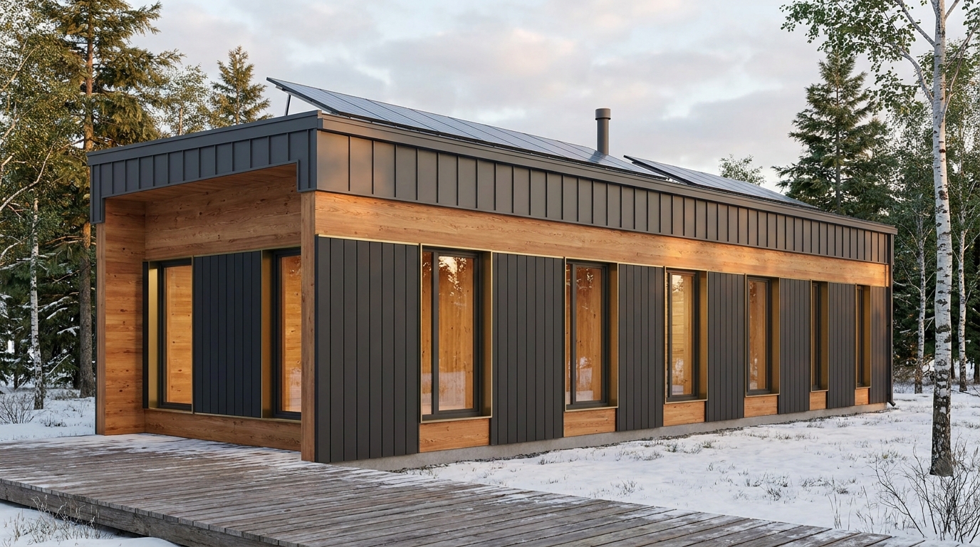 東の巣 外観 — AI render based on BIM specs