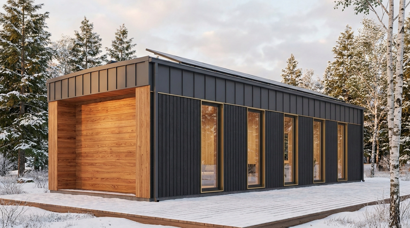 風の庵 外観 — AI render based on BIM specs