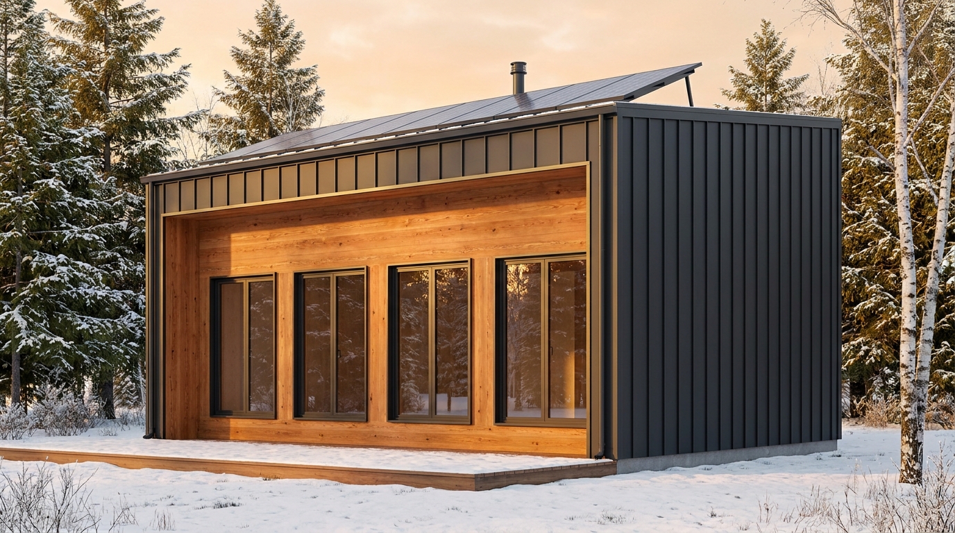 東の庵 外観 — AI render based on BIM specs