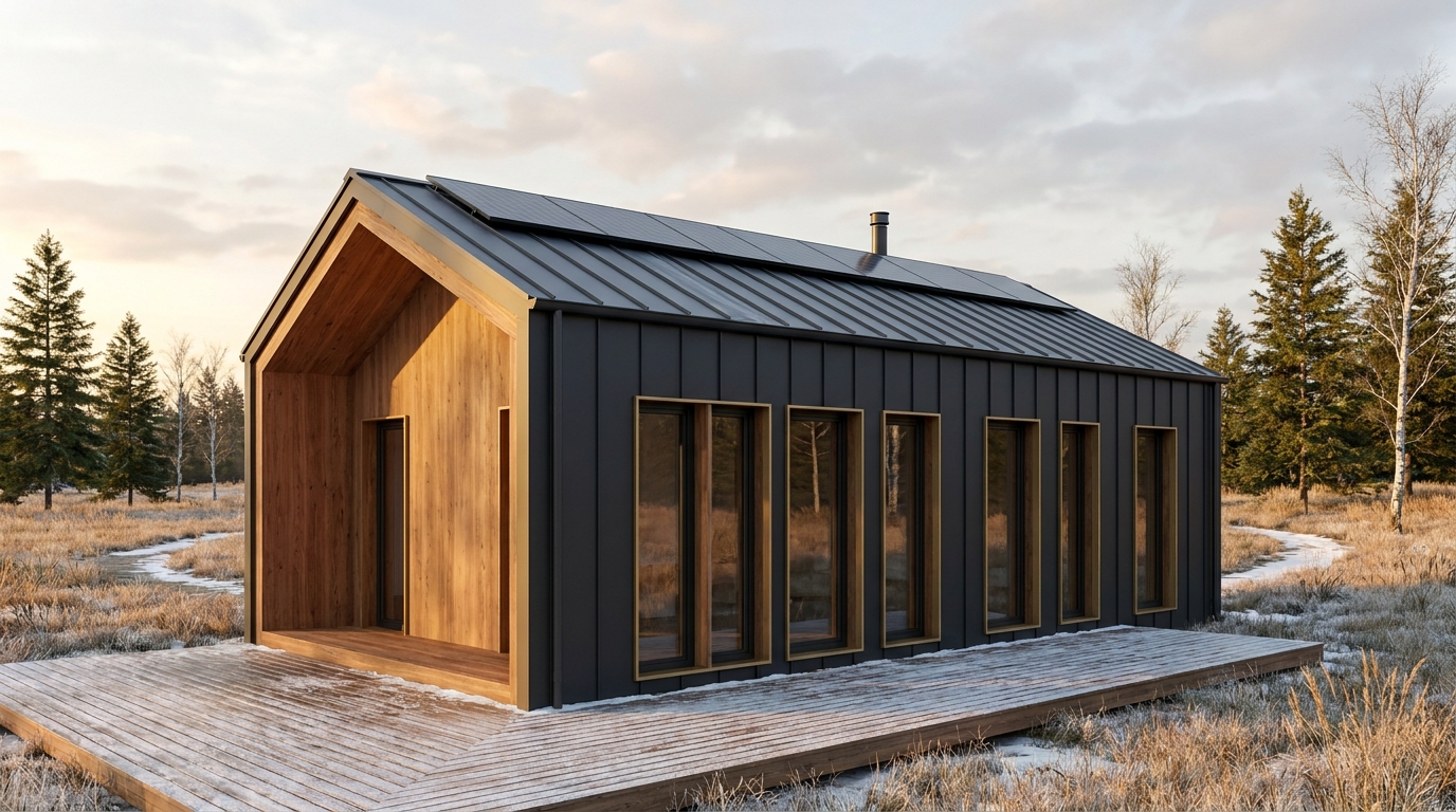 北の砦 外観 — AI render based on BIM specs
