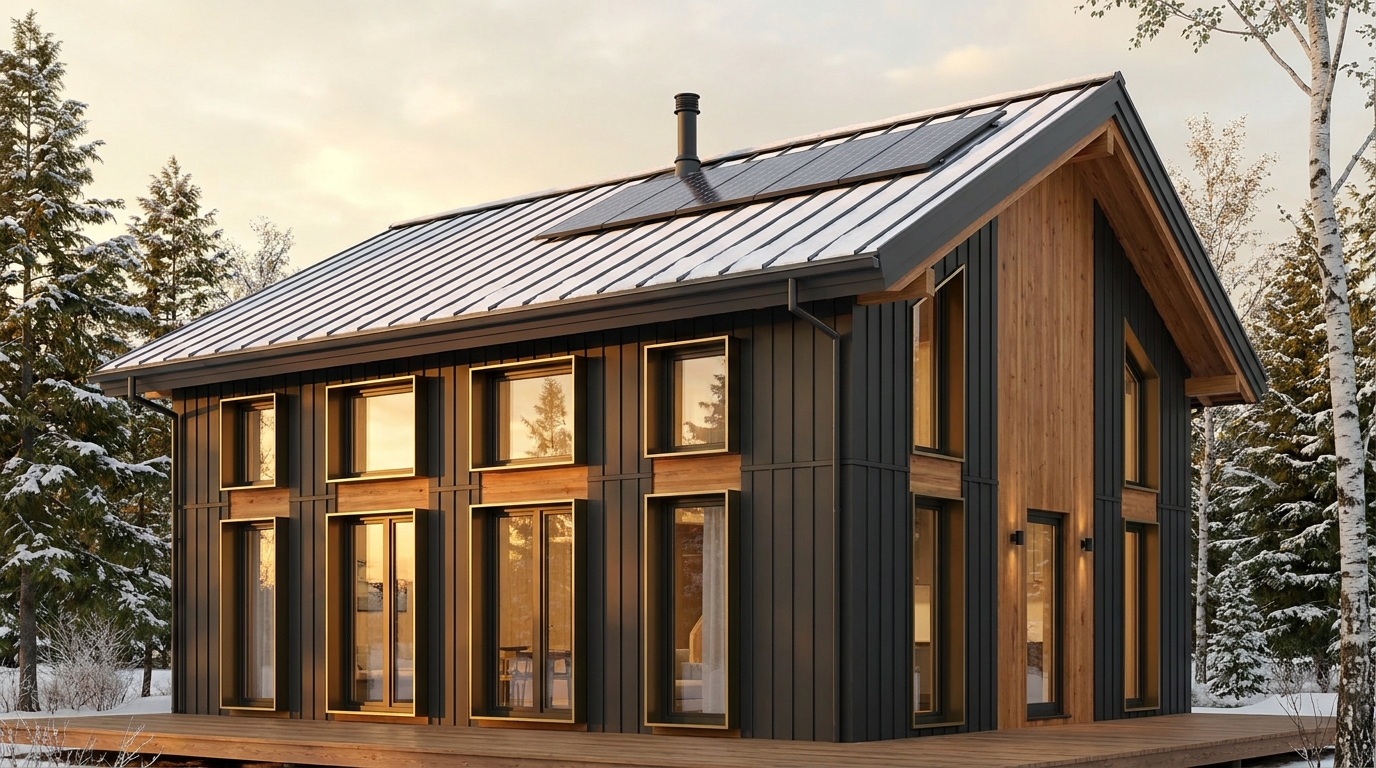 東の小屋 外観 — AI render based on BIM specs