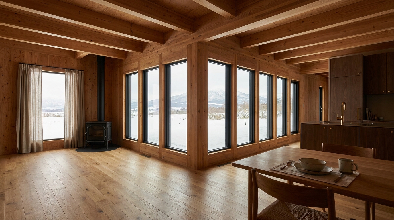 雨の小屋 内観