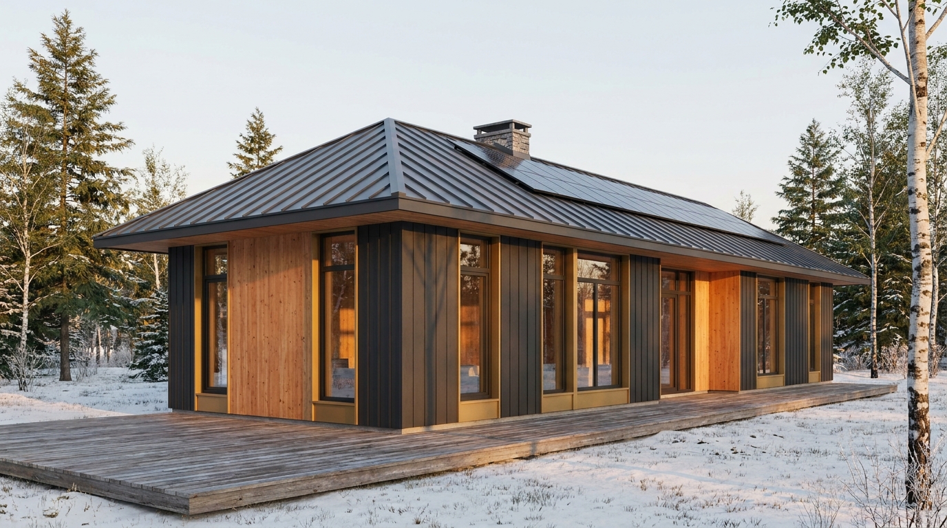 森の小屋 外観 — AI render based on BIM specs