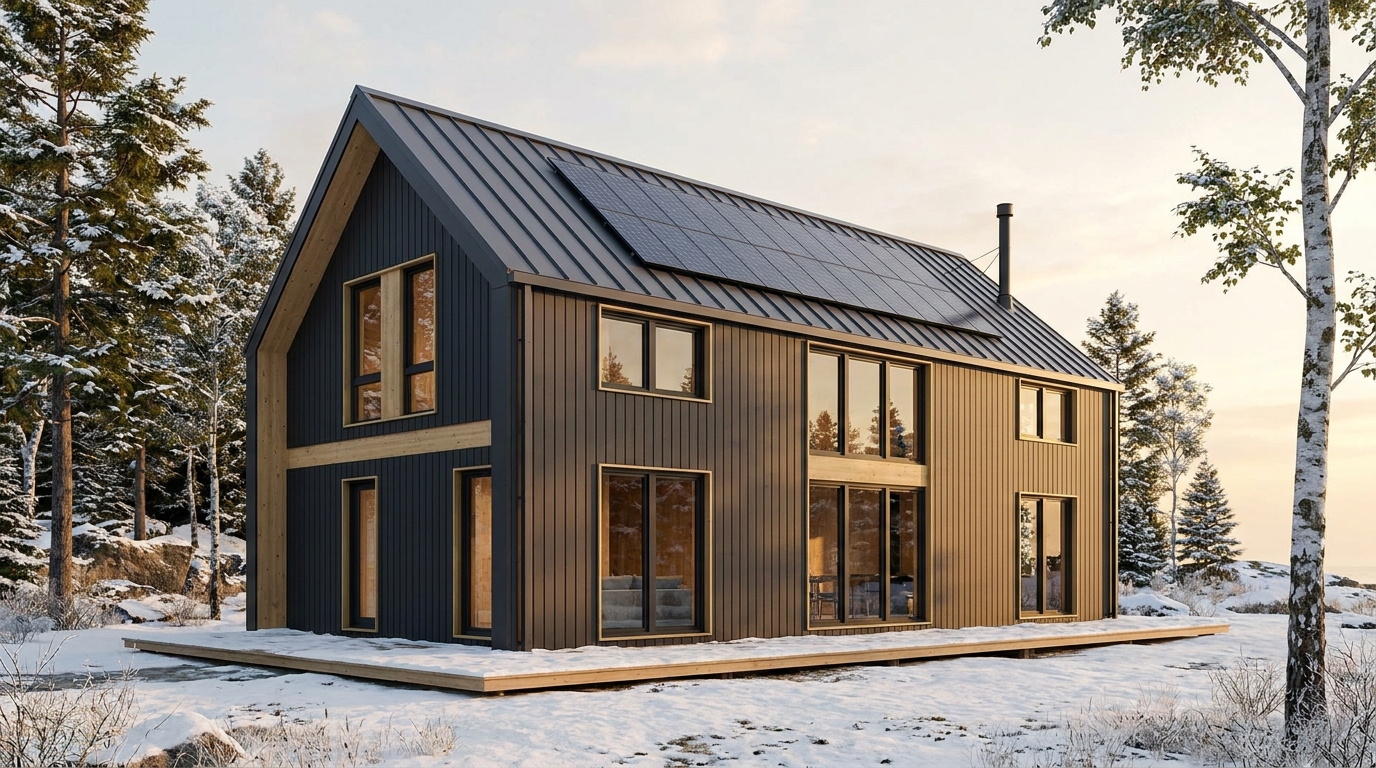 雪の巣 外観 — AI render based on BIM specs