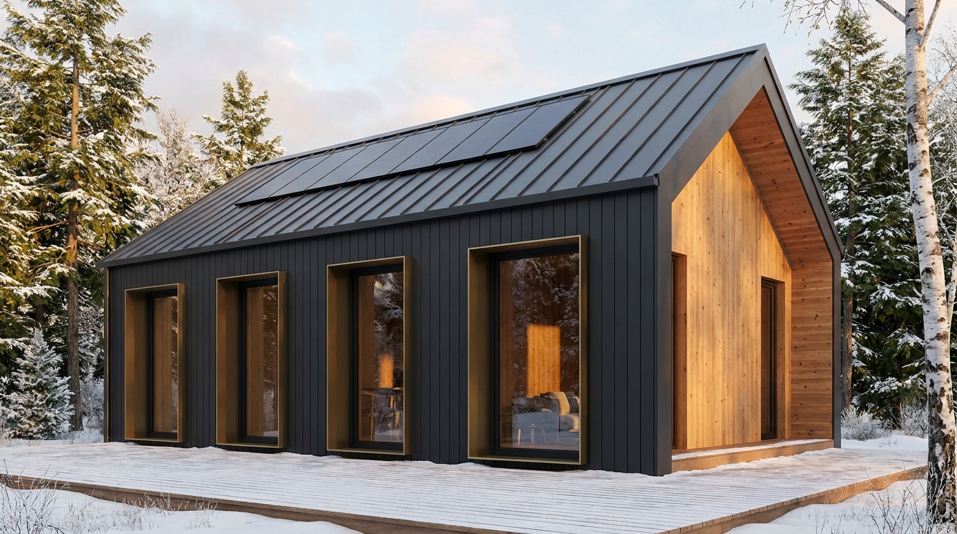 霜の里 外観 — AI render based on BIM specs