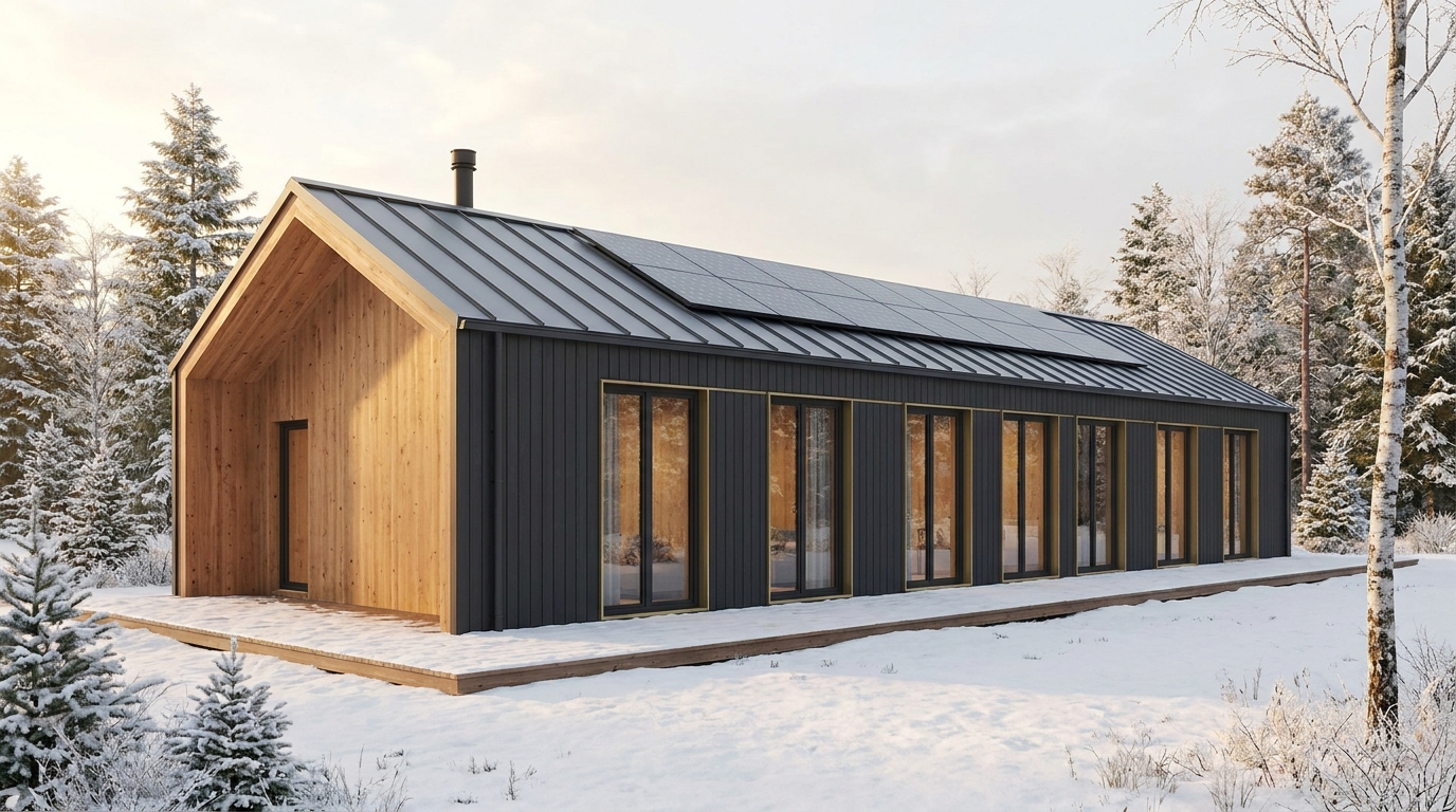 北の砦 外観 — AI render based on BIM specs