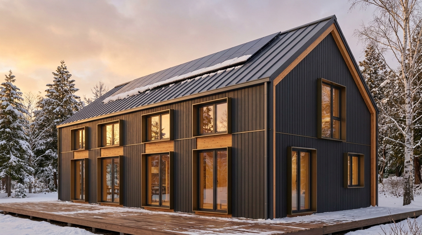湖の巣 外観 — AI render based on BIM specs