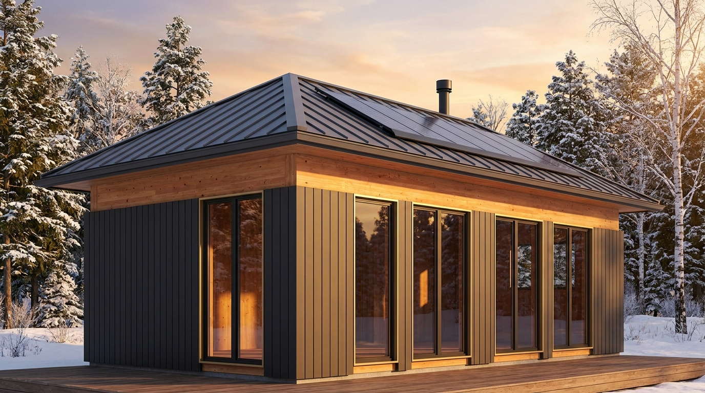 星の小屋 外観 — AI render based on BIM specs