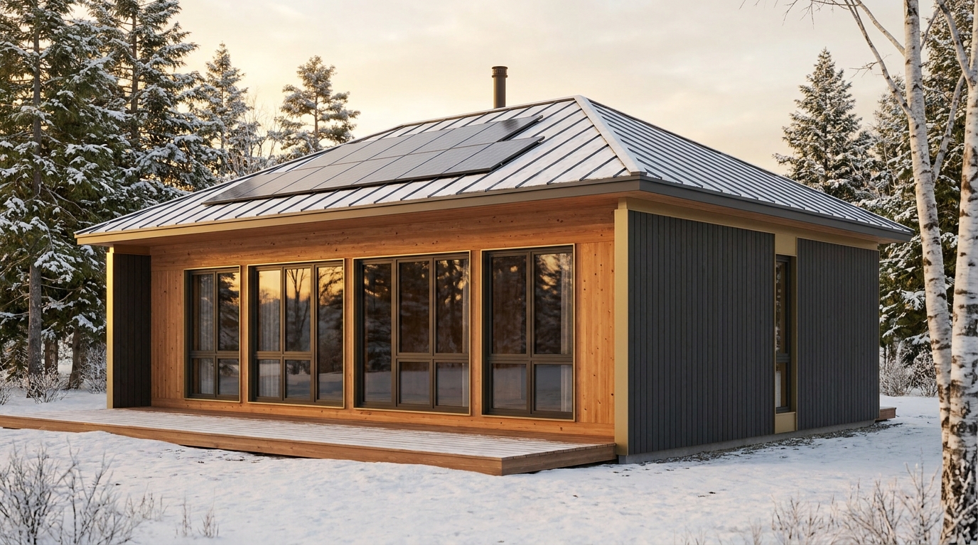 西の小屋 外観 — AI render based on BIM specs
