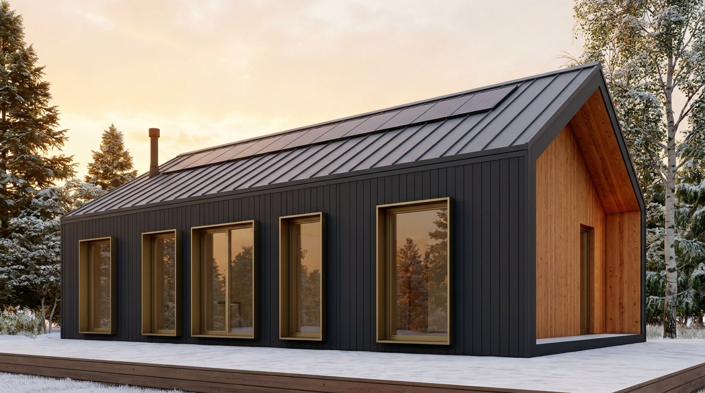 北の里 外観 — AI render based on BIM specs