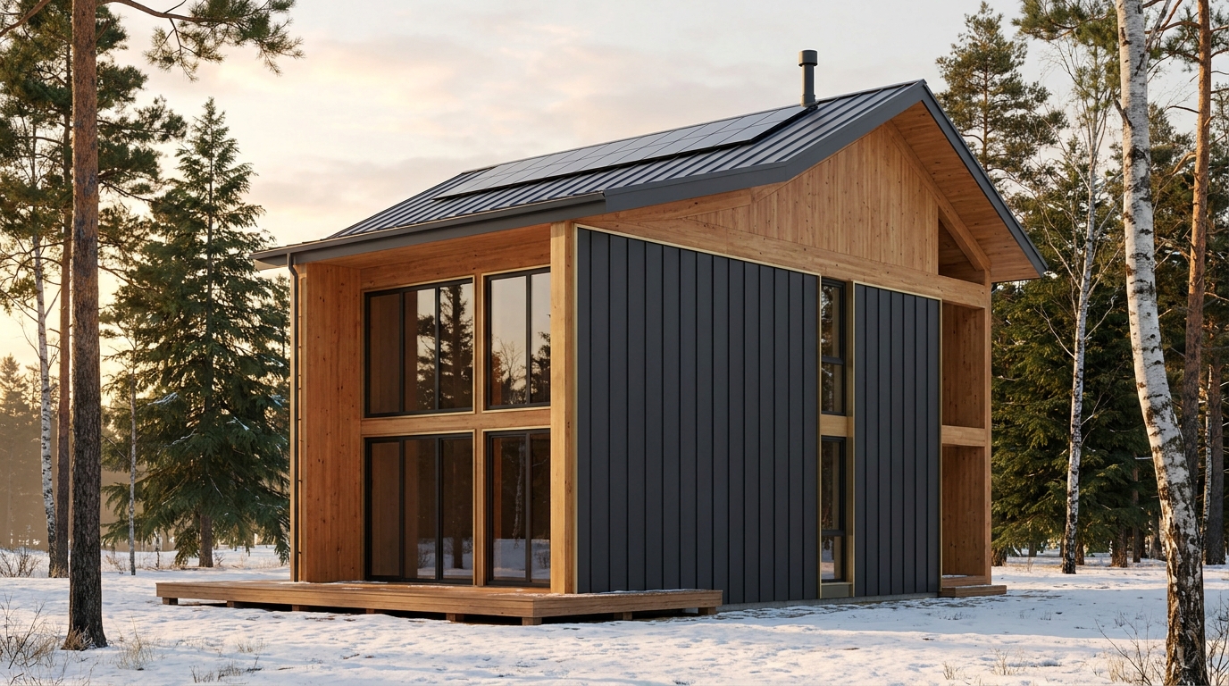 雪の館 外観 — AI render based on BIM specs