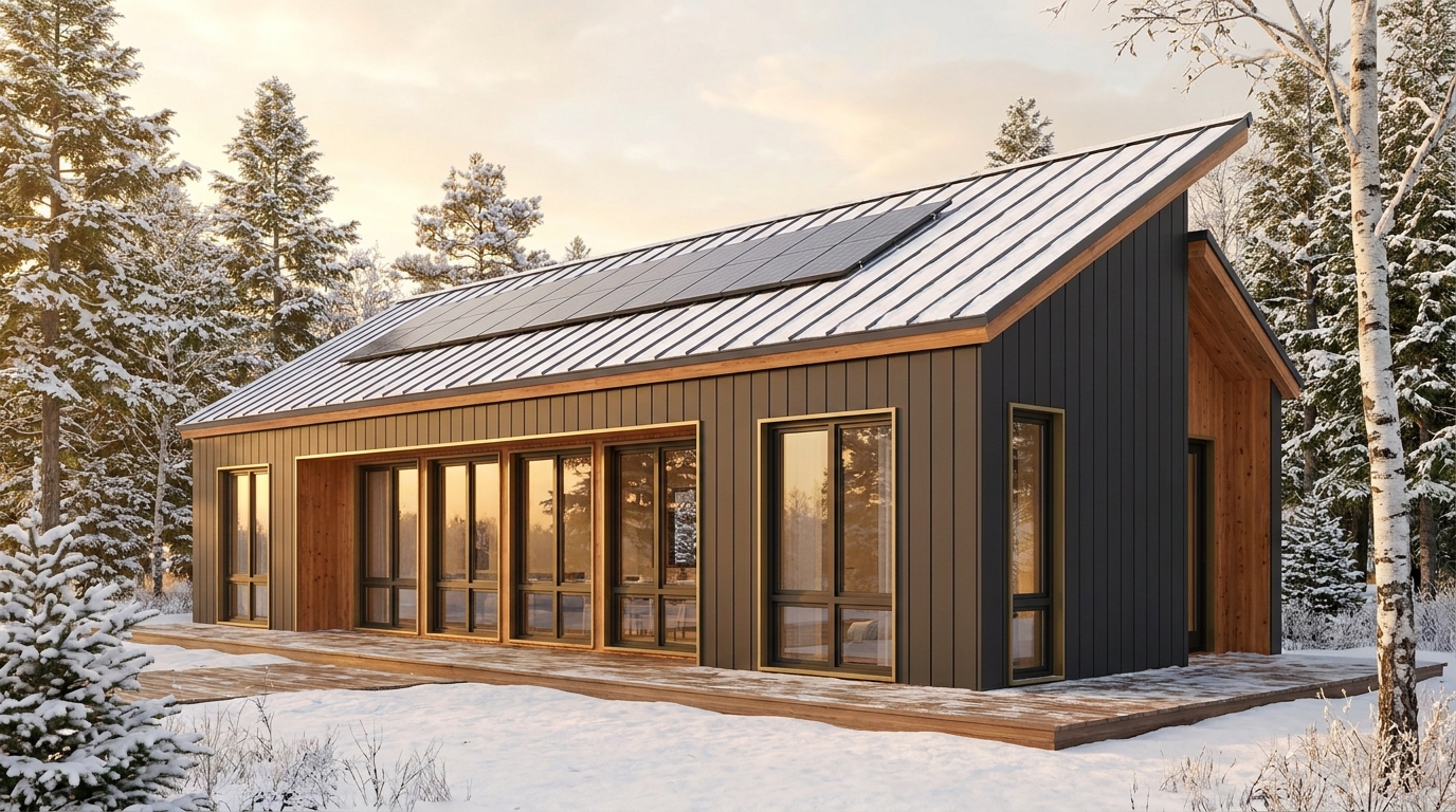 東の小屋 外観 — AI render based on BIM specs