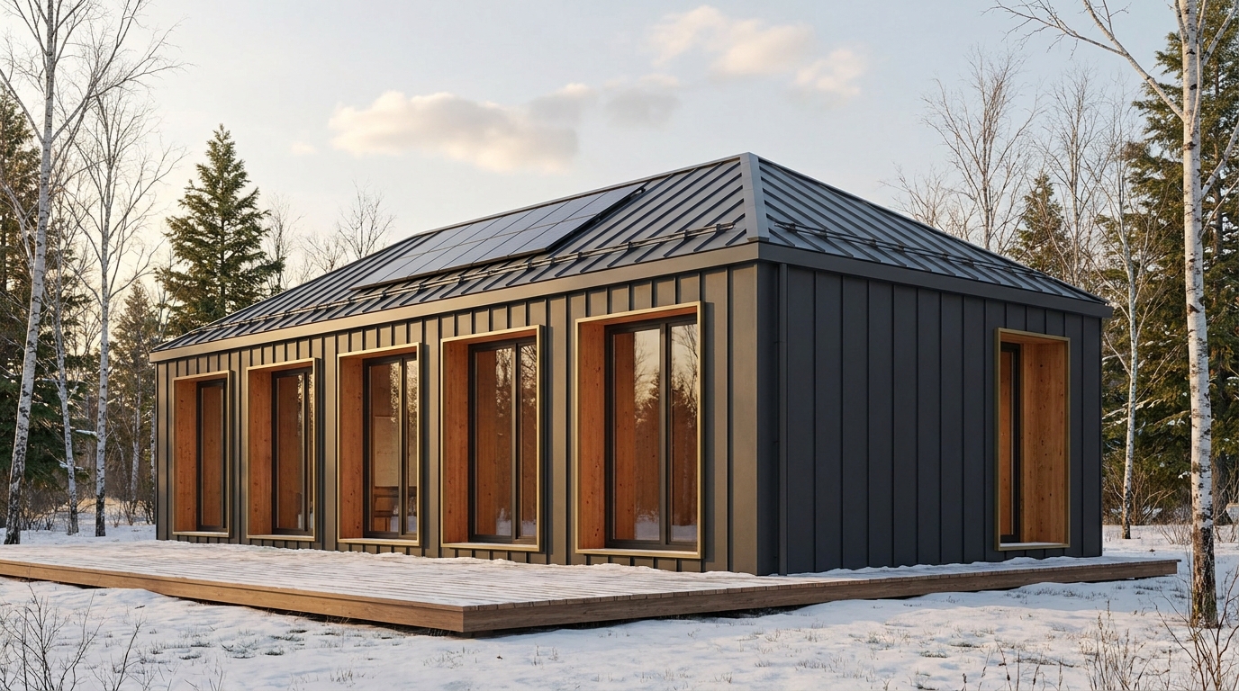 西の庵 外観 — AI render based on BIM specs