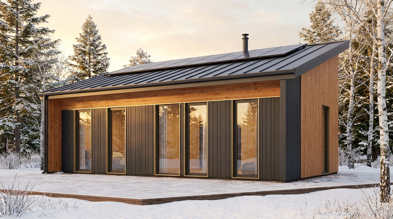 北の家 外観 — AI render based on BIM specs