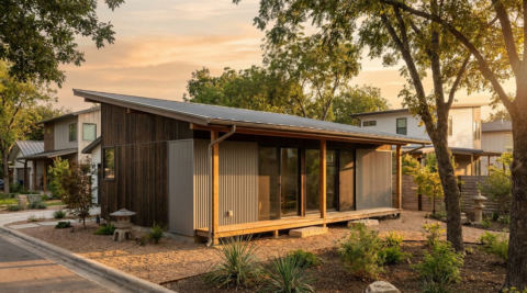 Austin Hill Country House — オースティン ヒルカントリーの平屋 (ポーチ・薪ストーブ)