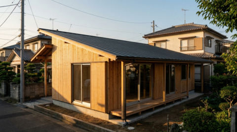 東京・越屋根のある自然素材の家
